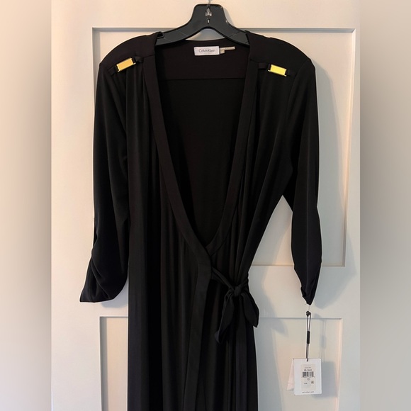 Calvin Klein Black Wrap Dress - Picture 3 of 9